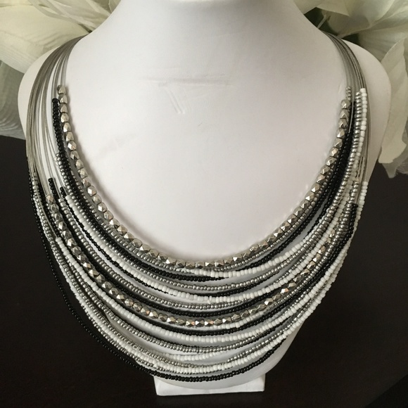 Joe Fresh 18-Strand Silver, Black, White Necklace - Picture 6 of 7